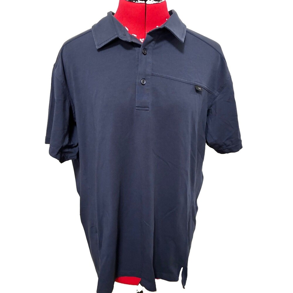 Men’s Arcteryx Captive Polo Shirt Size Large Blue Stretch Performance Arc’teryx